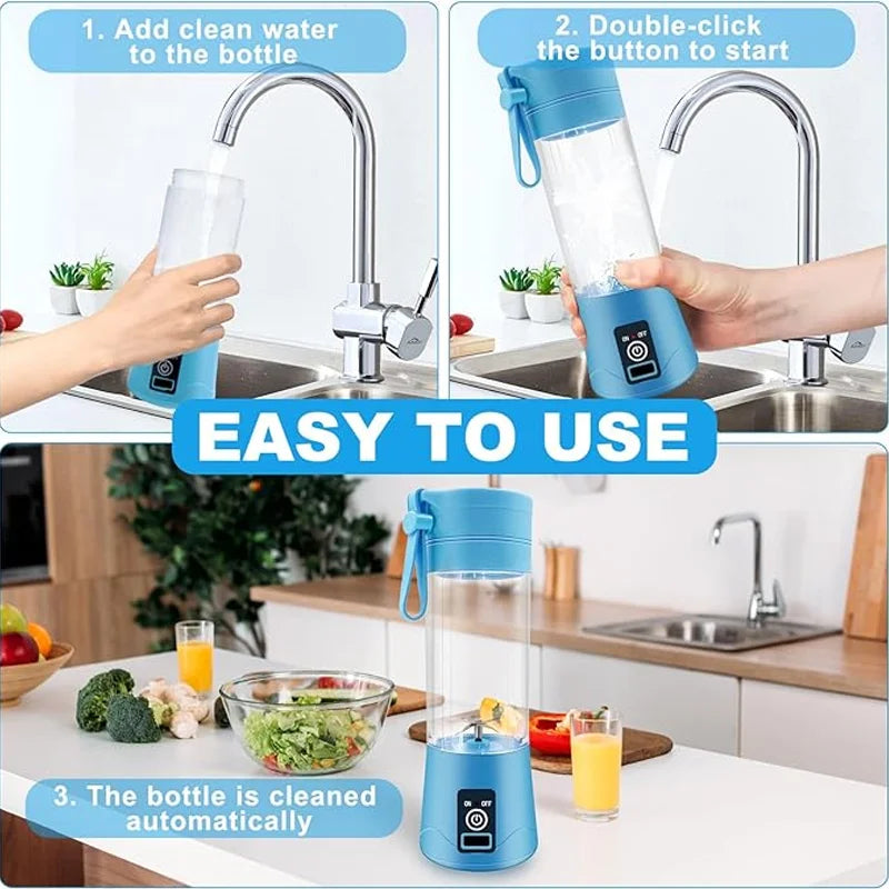 Portable Blender 380ml Fruit Juicer Stainless Steel Blade Usb Charging Portable Juice Blender Suitable for Travel and Commuting