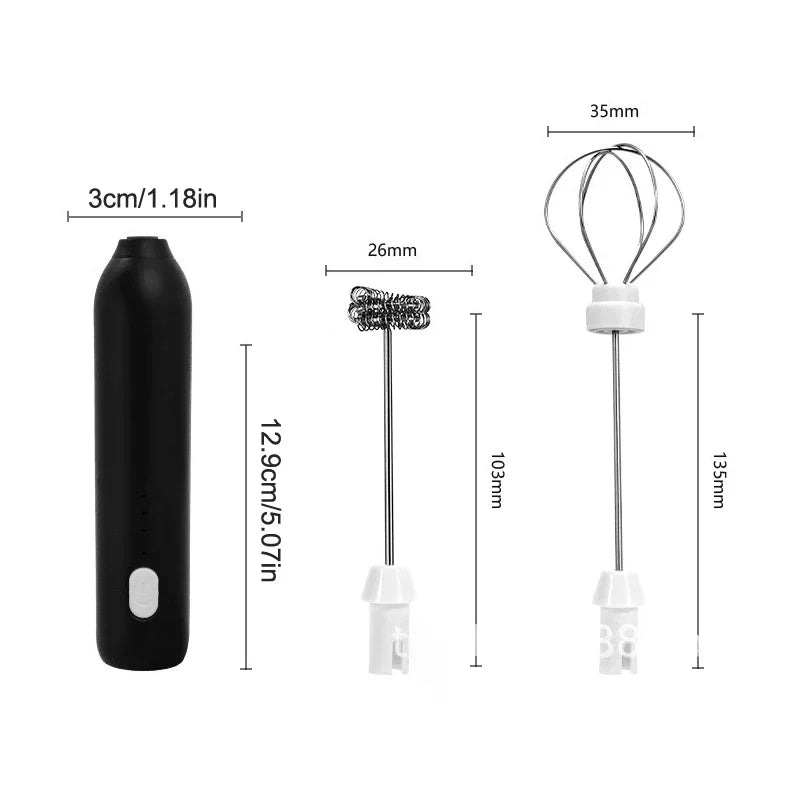Electric Mixer Milk Frother 2 In 1 Rechargeable Blender Handheld Foam Maker Stainless Steel 3 Speeds Coffee Egg Beater Kitchen