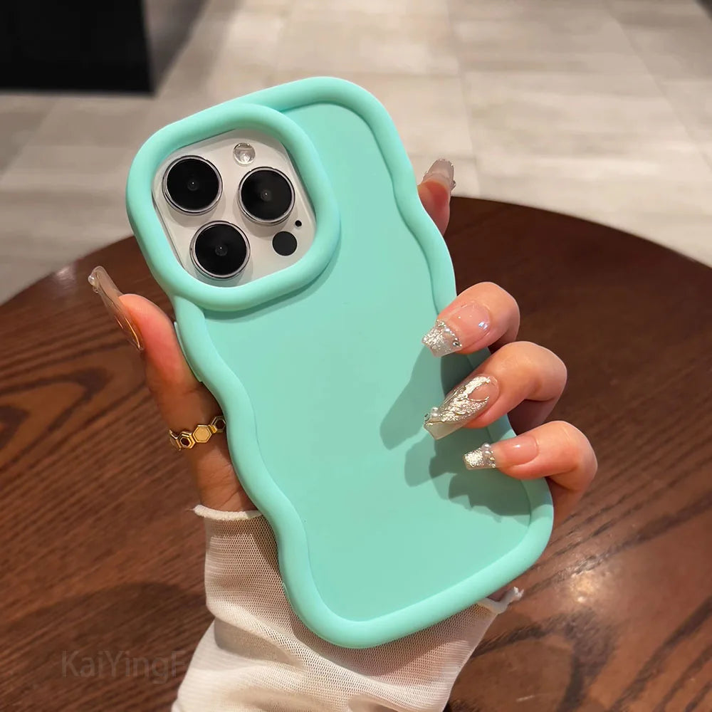 Fashion Wavy Pattern Phone Case For iPhone 15 14 13 12 11 Pro Max X Xs XR Max 7 8 Plus Candy Soft Silicone Back Cases Cover