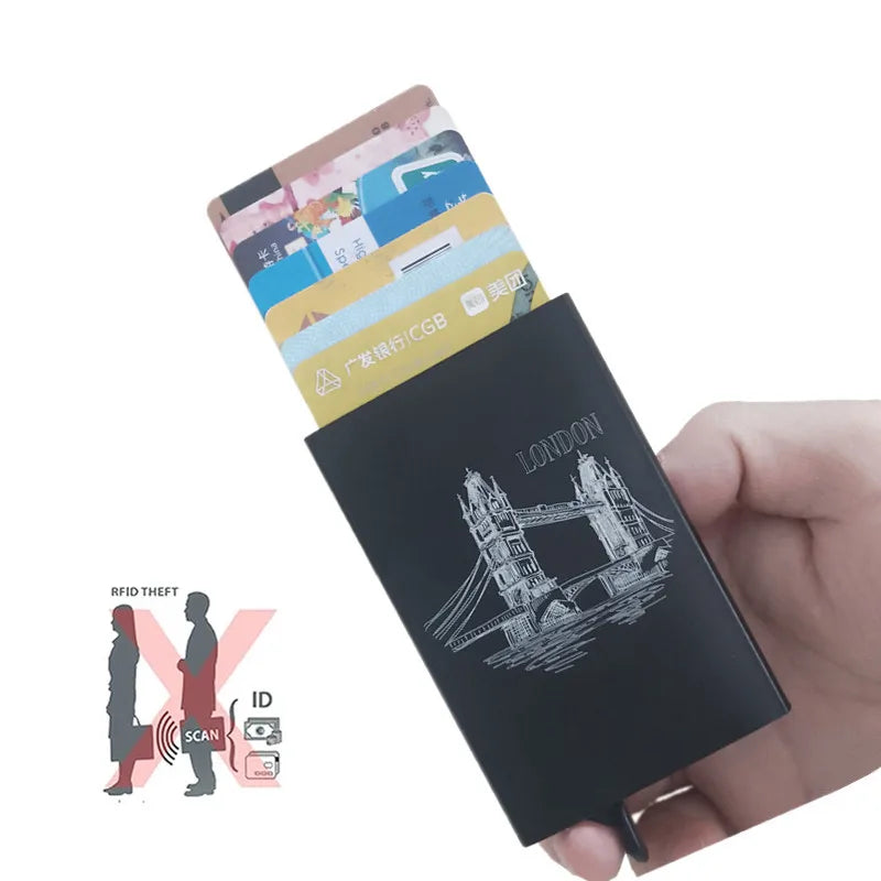 Rfid Smart Wallet Card Holder Metal Thin Slim Men Women Wallets Pop Up Minimalist Wallet Small Black Purse Vallet Walets for Men