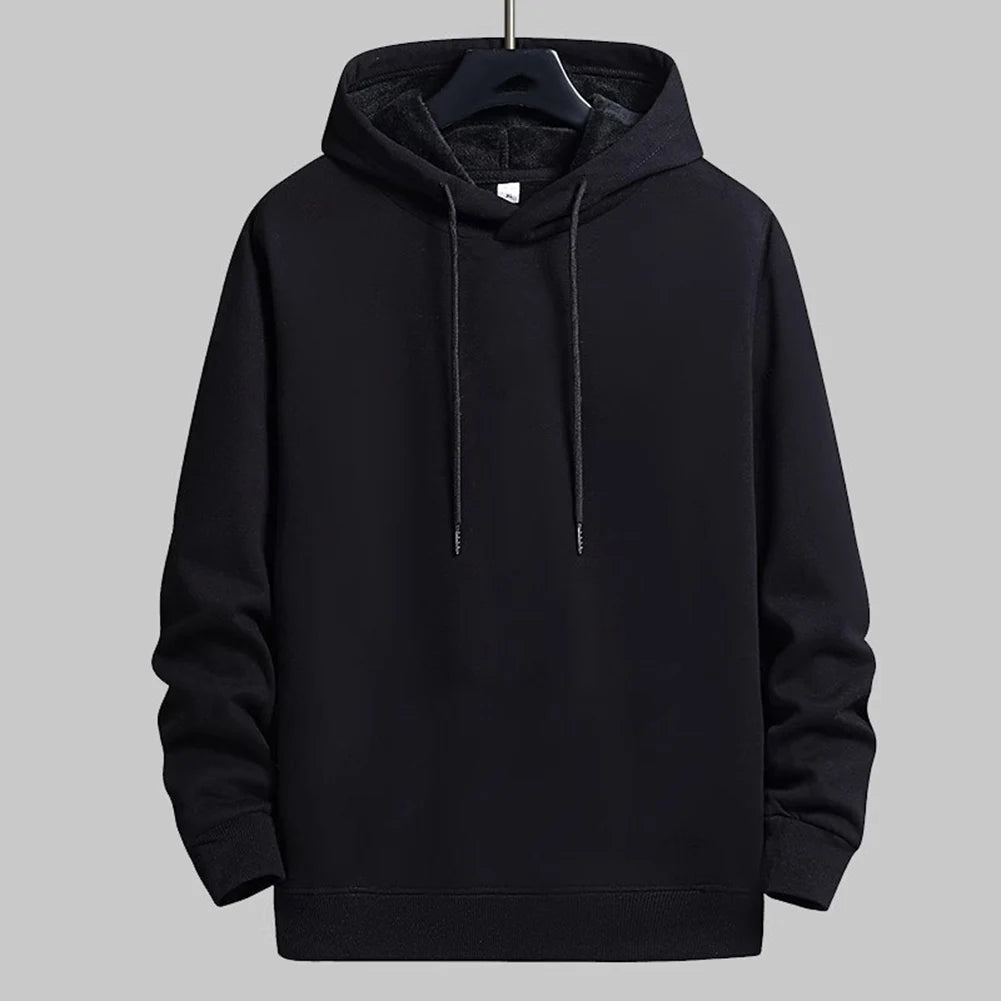 Mens Casual Hoodies Pullover Fleece Lined Long Sleeve Athletic Hooded Sweatshirt Suitable for Autumn and Winter Wear