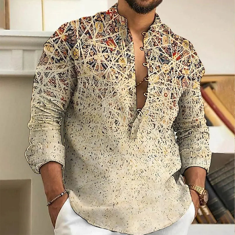Men's long sleeved button up shirt, fashionable and casual loose top, 2025 spring summer autumn winter